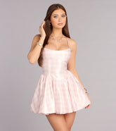 Celine Gingham Lace-Up Bubble Dress