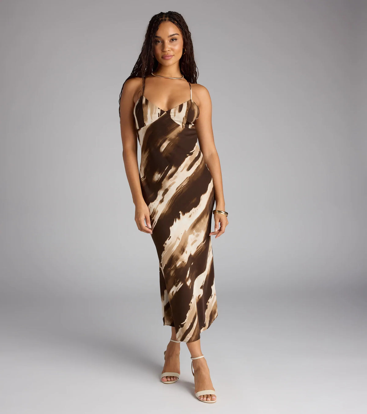 Paint The Night Abstract Open Back Midi Dress