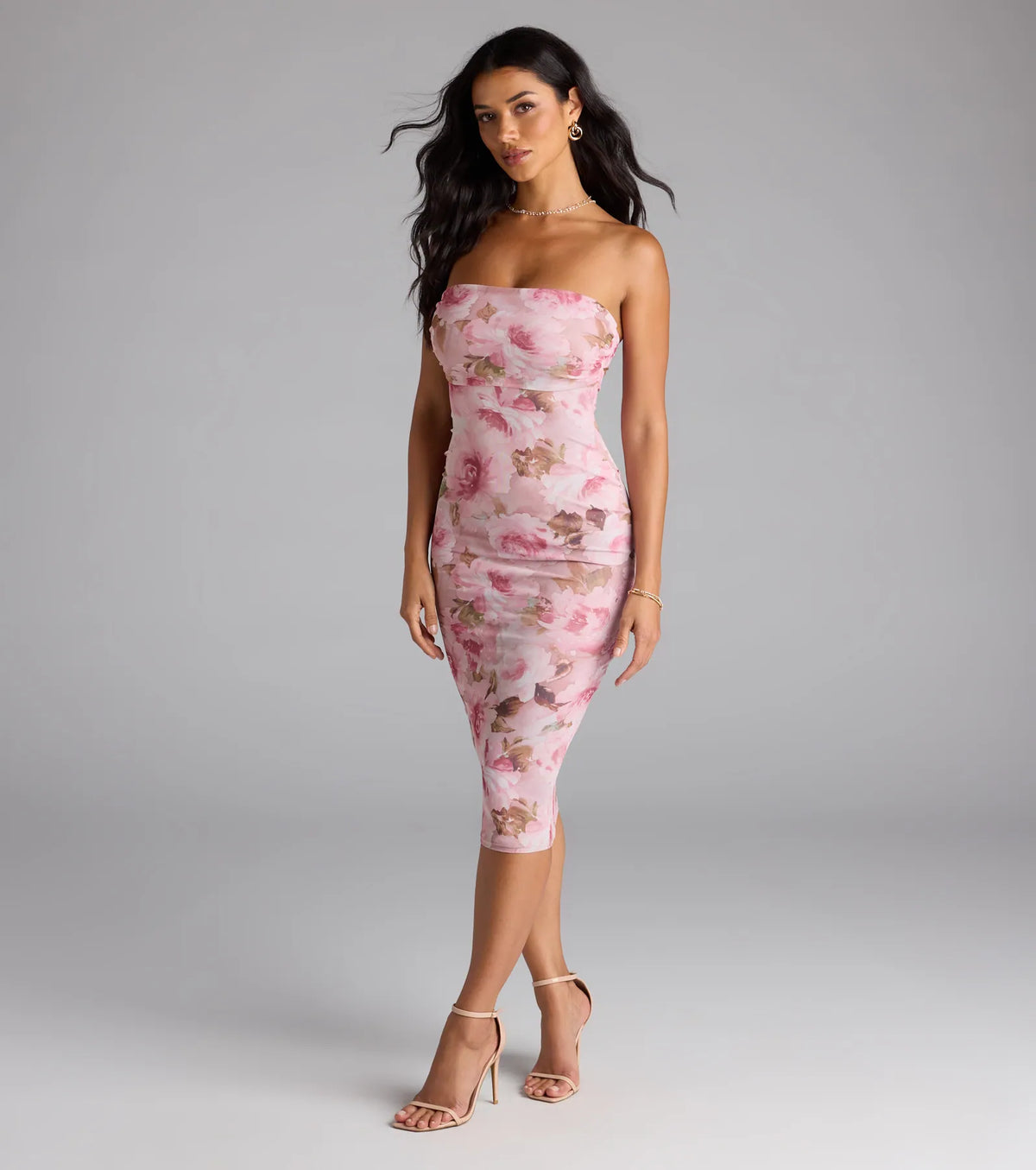 Special Something Floral Bodycon Midi Dress