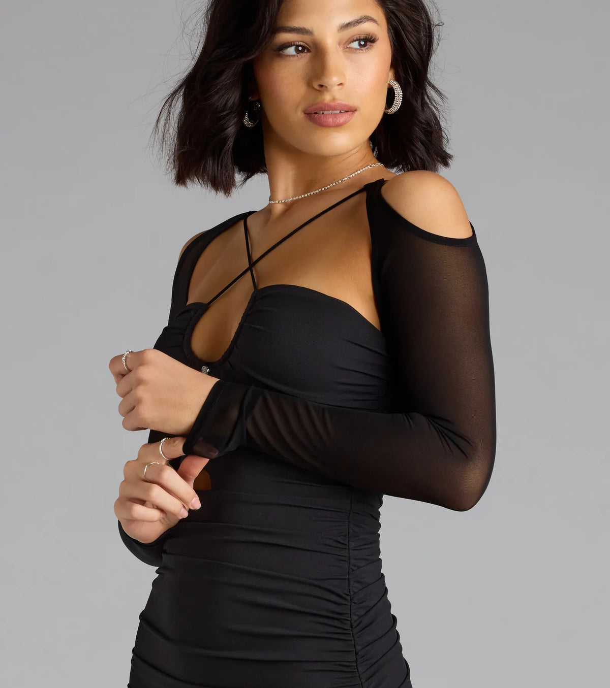 Diamond In The Rough Cold Shoulder Bodycon Mini Dress