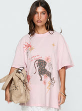 Blooming Love Oversized Graphic Tee Pink