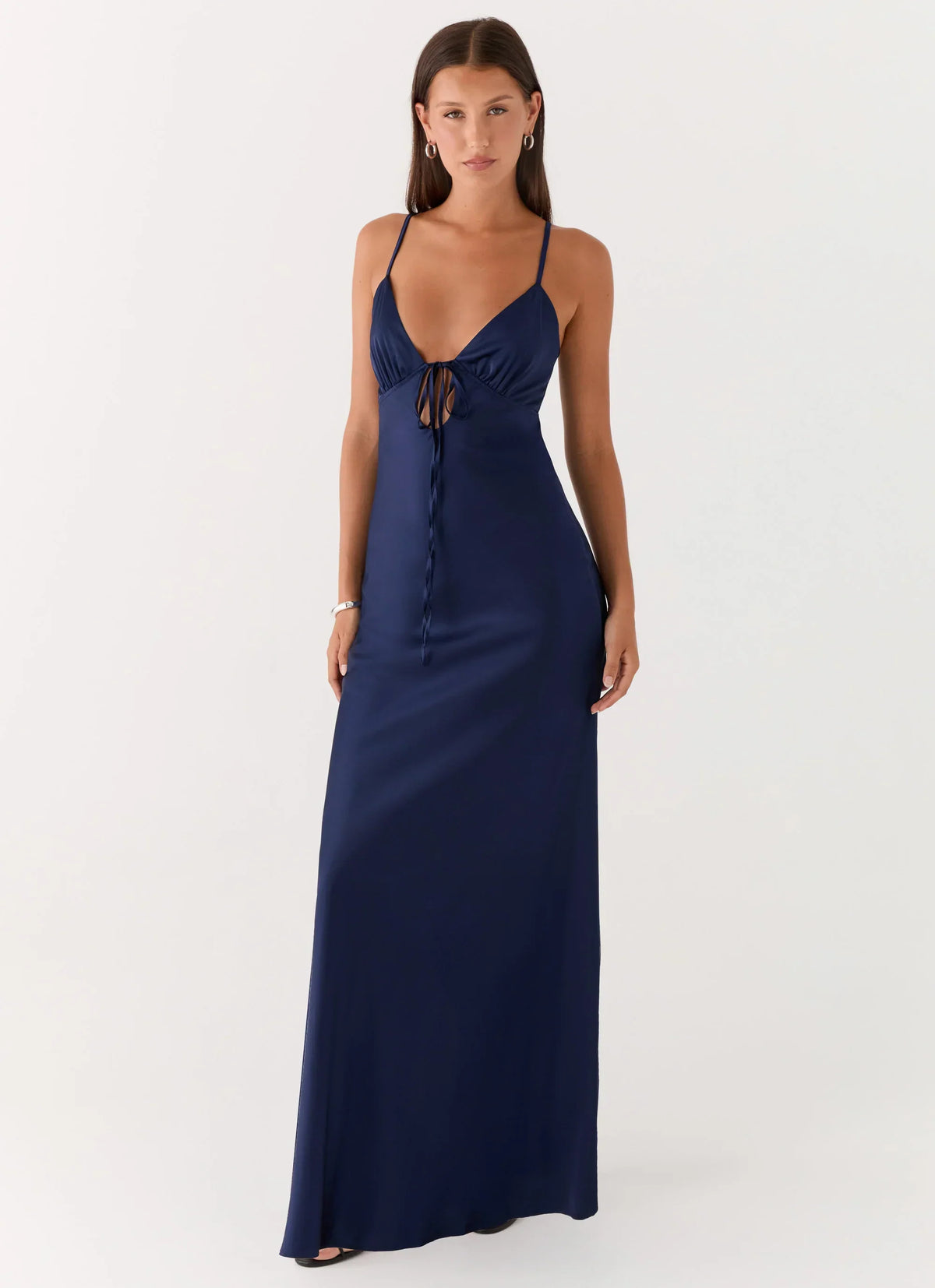 Flora Satin Maxi Dress - Navy