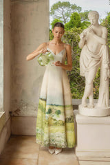 Oil Painting Scenic Cami Elegant Maxi Dress