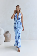 Lovers In Bloom Halter Maxi Dress Blue