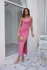 Morning Greetings Halter Maxi Dress Rose