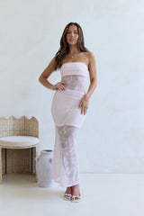 For The Lovers Lace Strapless Maxi Dress Pink