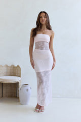 For The Lovers Lace Strapless Maxi Dress Pink