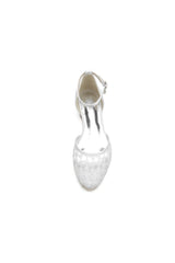 Ivory Lace Flats with Ankle Strap