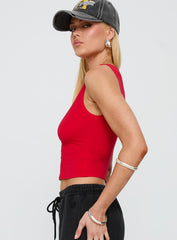 Bleeker High Neck Top Red