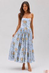 Sexy Floral Cami Bodycon Maxi Dress