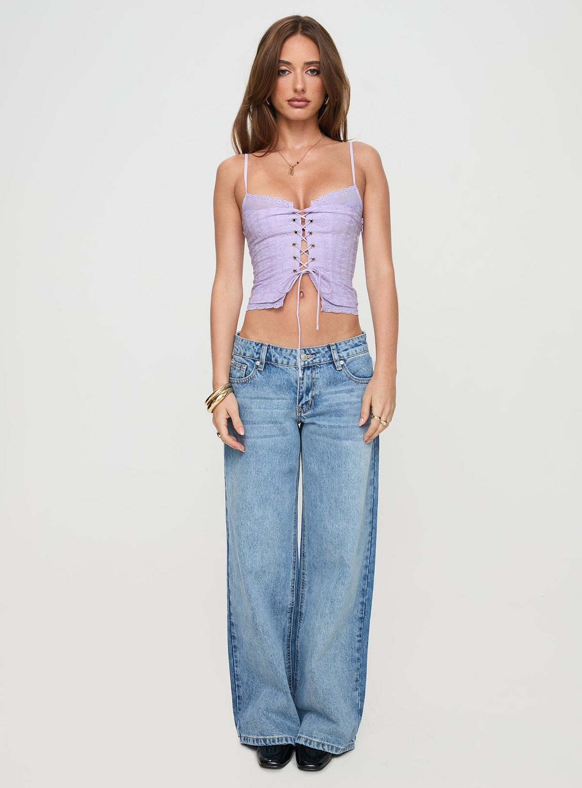 Amitri Lace Up Top Lilac