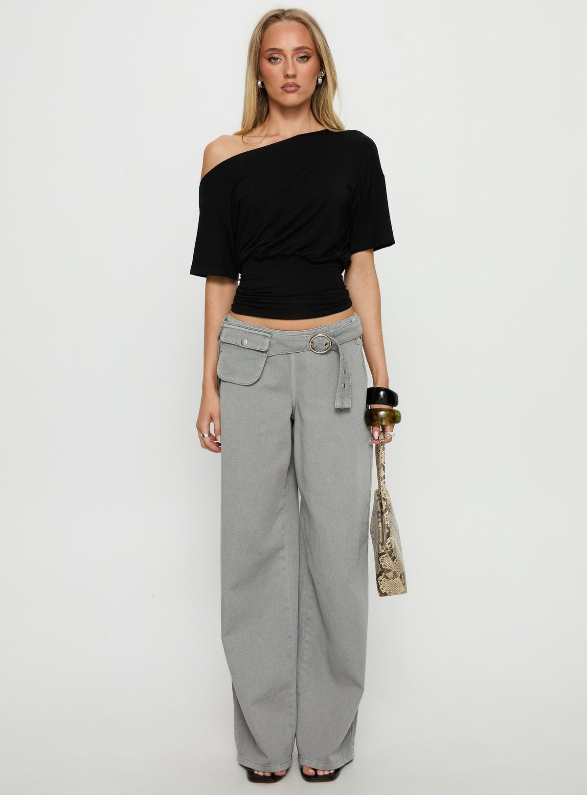 Ashlinn Off Shoulder Drapey Top Black