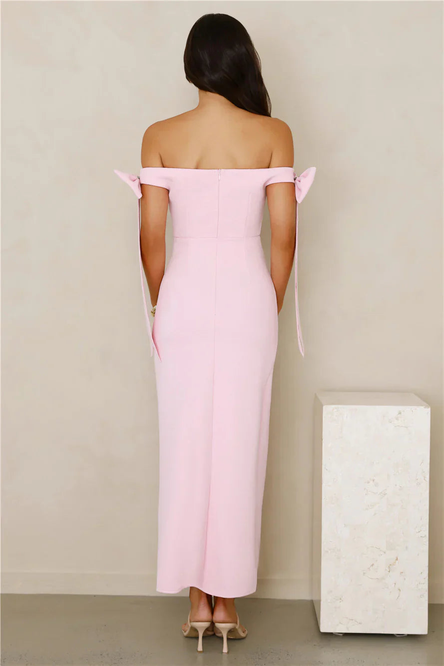 Fancy Days Off Shoulder Maxi Dress Pink