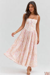 Sexy Floral Cami Bodycon Maxi Dress