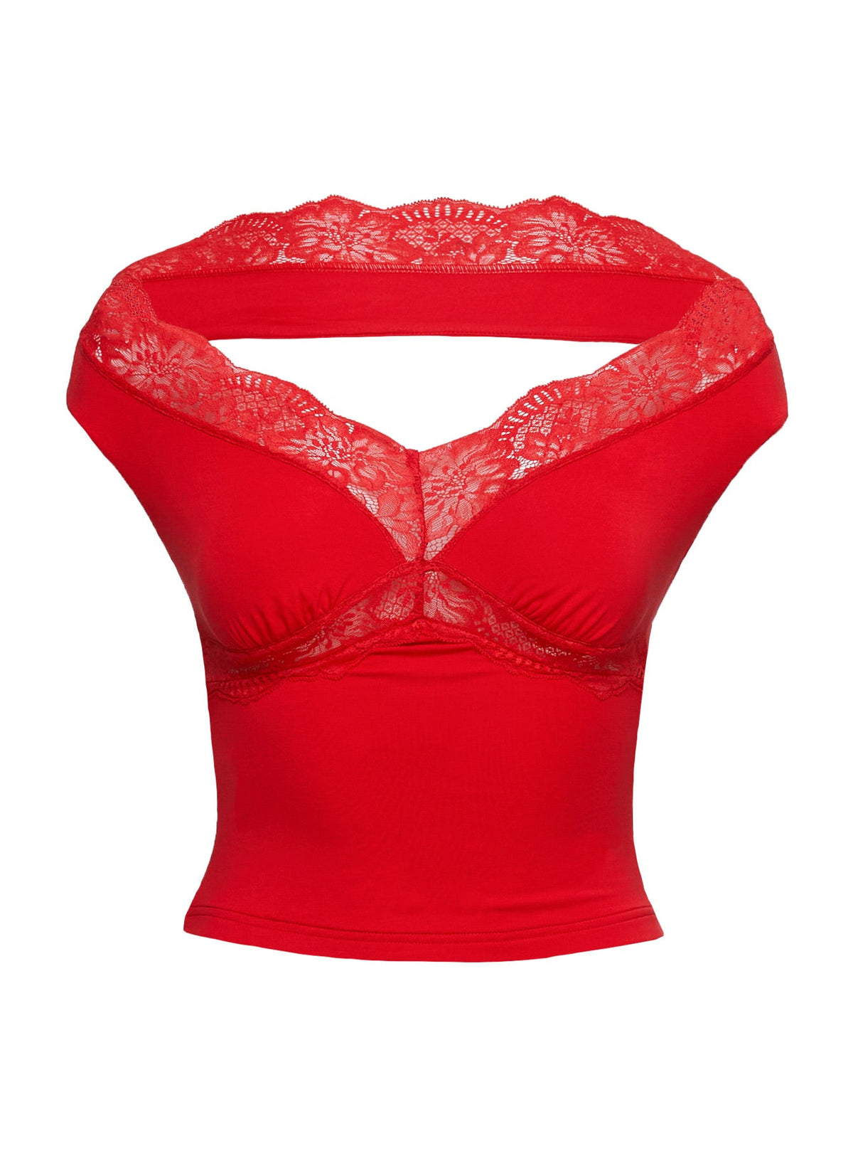 Amarena Off The Shoulder Lace Top Red