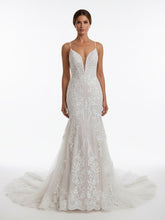 Ivory Mermaid Spaghetti Straps Backless Long Lace Wedding Dress