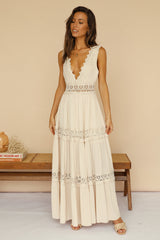 Playing Games Maxi Dress Beige