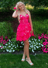 Fuchsia Gold - A-Line Sweetheart Tiered Short Homecoming & Cocktail Dresses