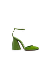 Green Ankle Strap Block Heel Sandals