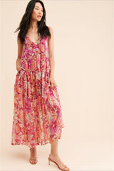 Boho Sleeveless Floral Print Maxi Dress