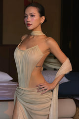 Chic Cami Bodysuit With High Rise Slit Skirt Maxi Dress