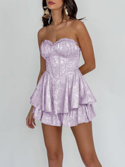 Lavender - A Line Sweetheart Corset Ruffles Short Homecoming Dresses