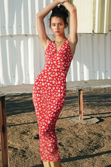 Deep V Floral Vacation Tank Maxi Dress