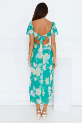 Floral Vines Midi Dress Green