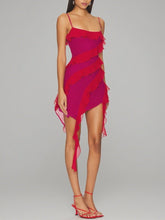 Fuchsia - Sheath Chiffon Spaghetti Straps Ruffled Short Homecoming Dresses