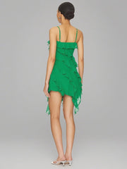 Green - Sheath Chiffon Spaghetti Straps Ruffled Short Homecoming Dresses