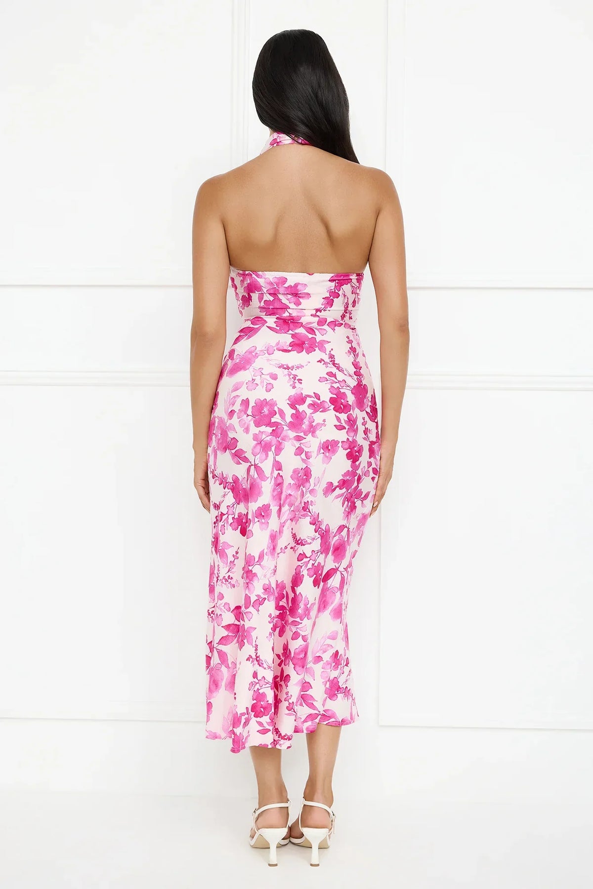 Cupid’s Kiss Halter Midi Dress Pink