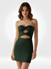 Dark Green - Strapless Sheath Short Homecoming & Cocktail Dresses With Keyhole