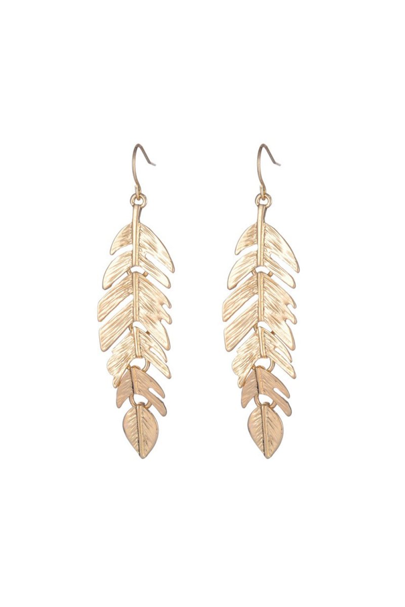 Gold Leaf Feather Earrings