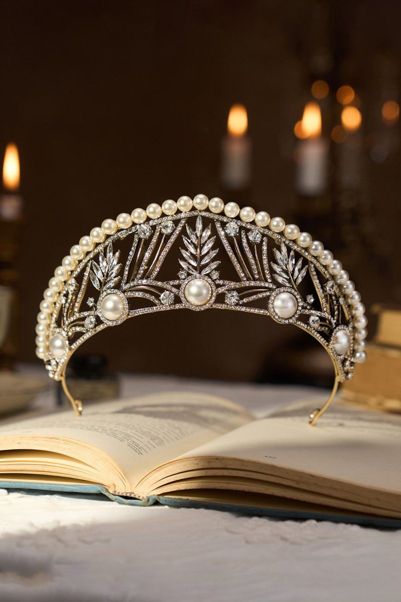 Gold Pearl Wedding Tiara