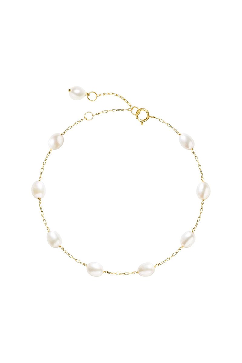 Gold Tin Cup Pearl Adjustable Bracelets