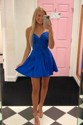 Green Appliques Sweetheart Lace-Up A-Line Short Party Dress