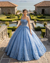 Gorgeous Blue Sleeveless Strapless Ball Gown Quinceanera Dresses