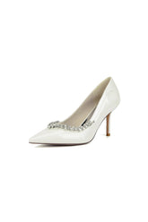 Ivory High Heels with Crystal-Embellished Metal Accent
