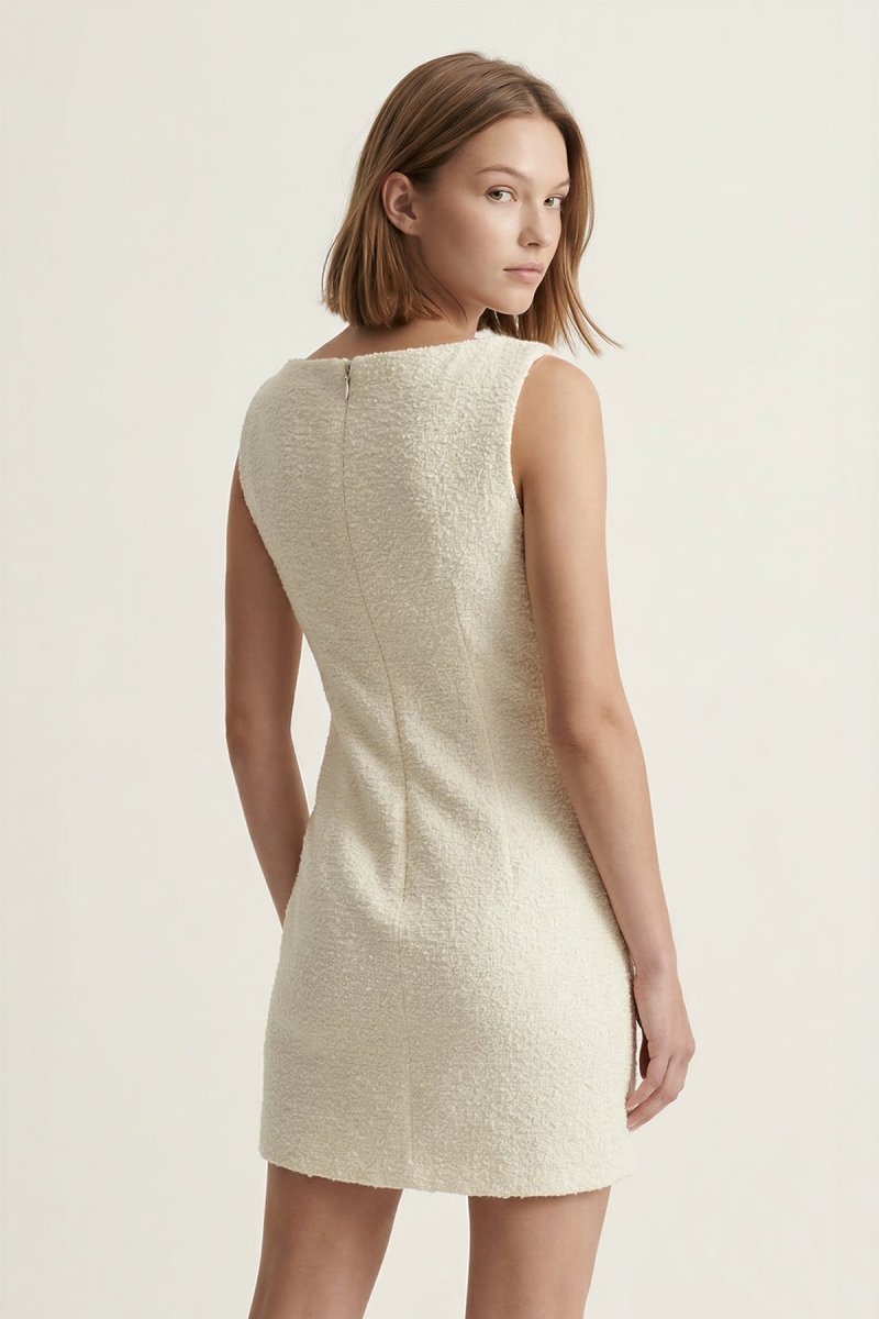 Ivory Straight Neck Sheath Graduation Dress