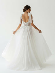 Ivory Straps A Line With Sequins Sleeveless Wedding Dresses