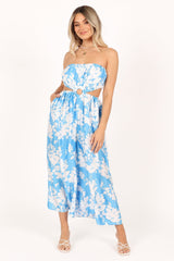 Elodie Tube Belted Jumpsuit - Blue/White