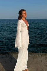Slim Cutout V Neck Bodycon Maxi Dress