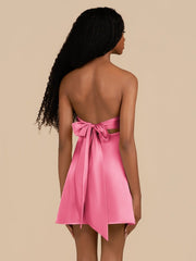 Hot Pink - Strapless A Line Short Homecoming & Cocktail Dresses With Keyhole
