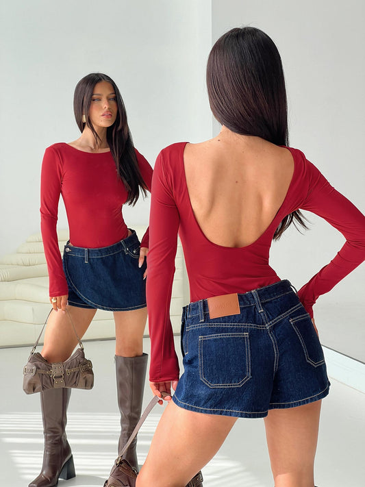 Beresford Long Sleeve Bodysuit Wine