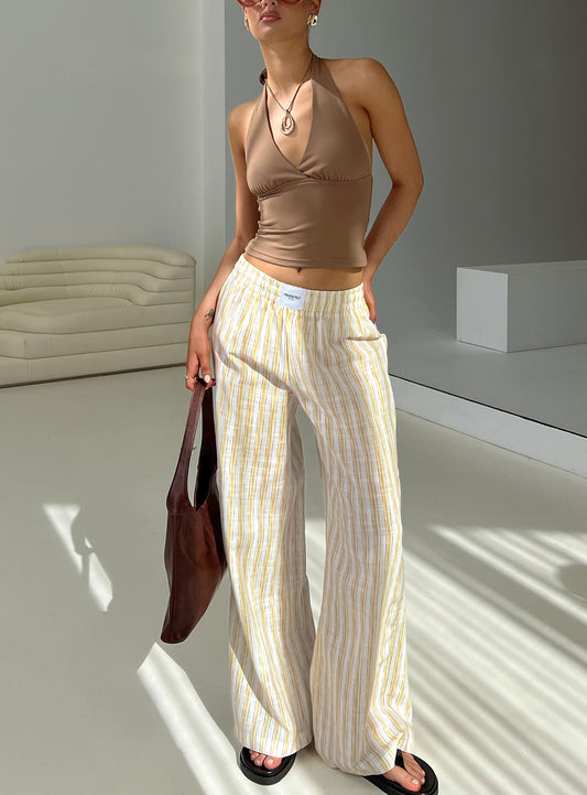 Beach House Pants Yellow Stripe