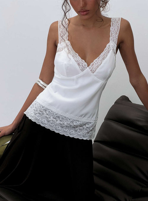Avyra Lace Trim Cami Top White