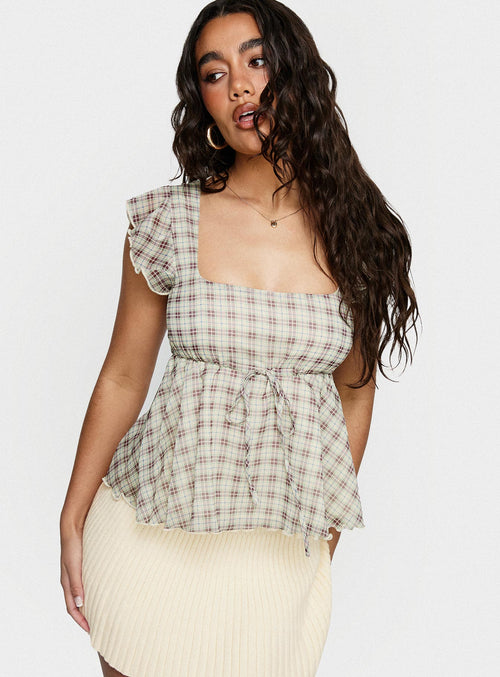 Auroraah Frill Top Yellow Check