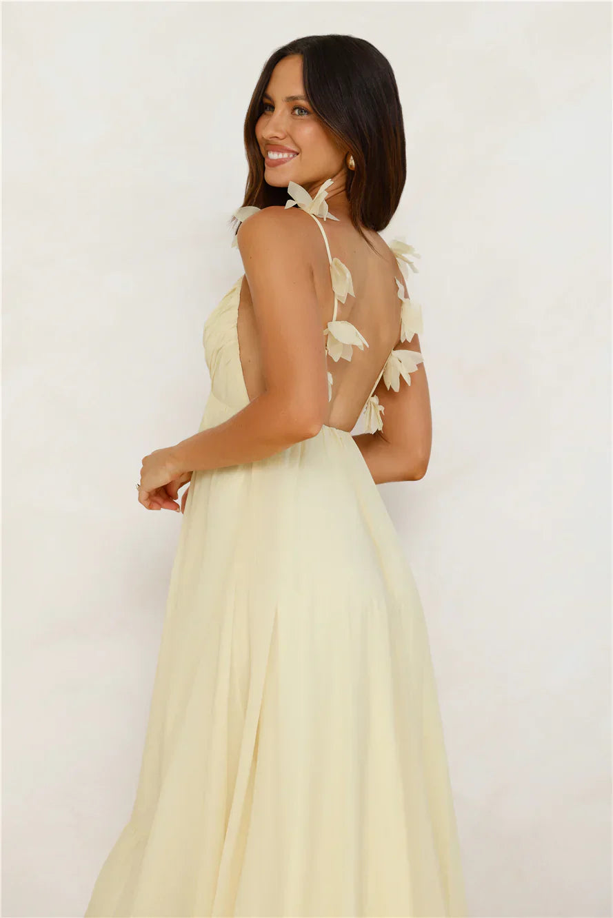Floating On Florals Maxi Dress Yellow