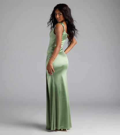 Edith One Shoulder Mermaid Satin Formal Dress