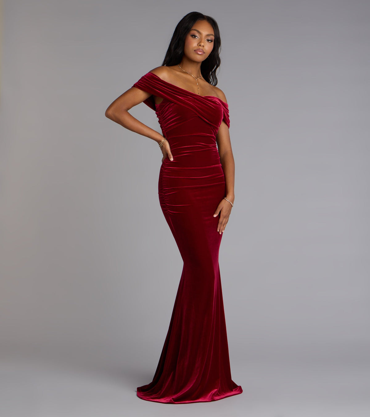 Gemma Velvet Off-The-Shoulder Mermaid Dress